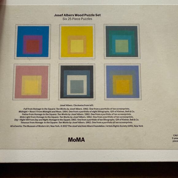 Josef Albers MoMA Wood Puzzle Set – 6 Mini Puzzles in Box - Picture 13 of 13